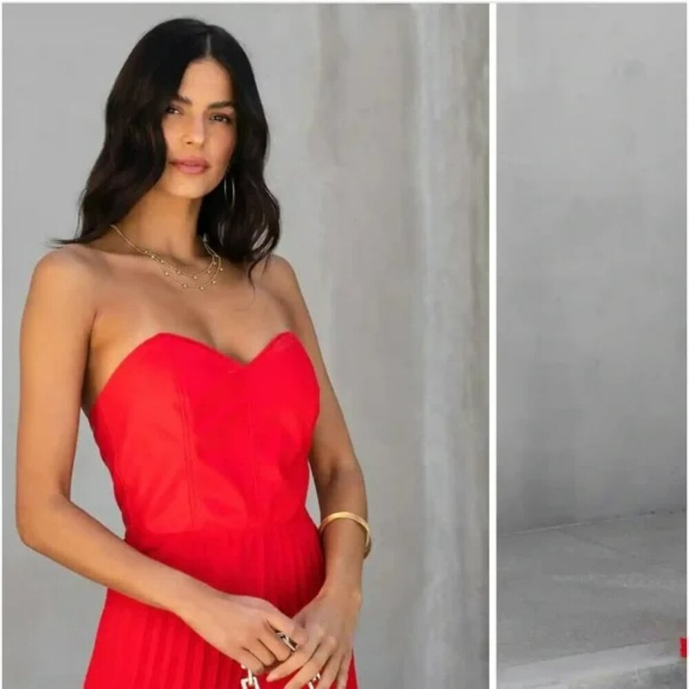 NWT DO+BE Faux Leather Red Bodice Pleated Jumpsuit.  Sz XL - Picture 3 of 8